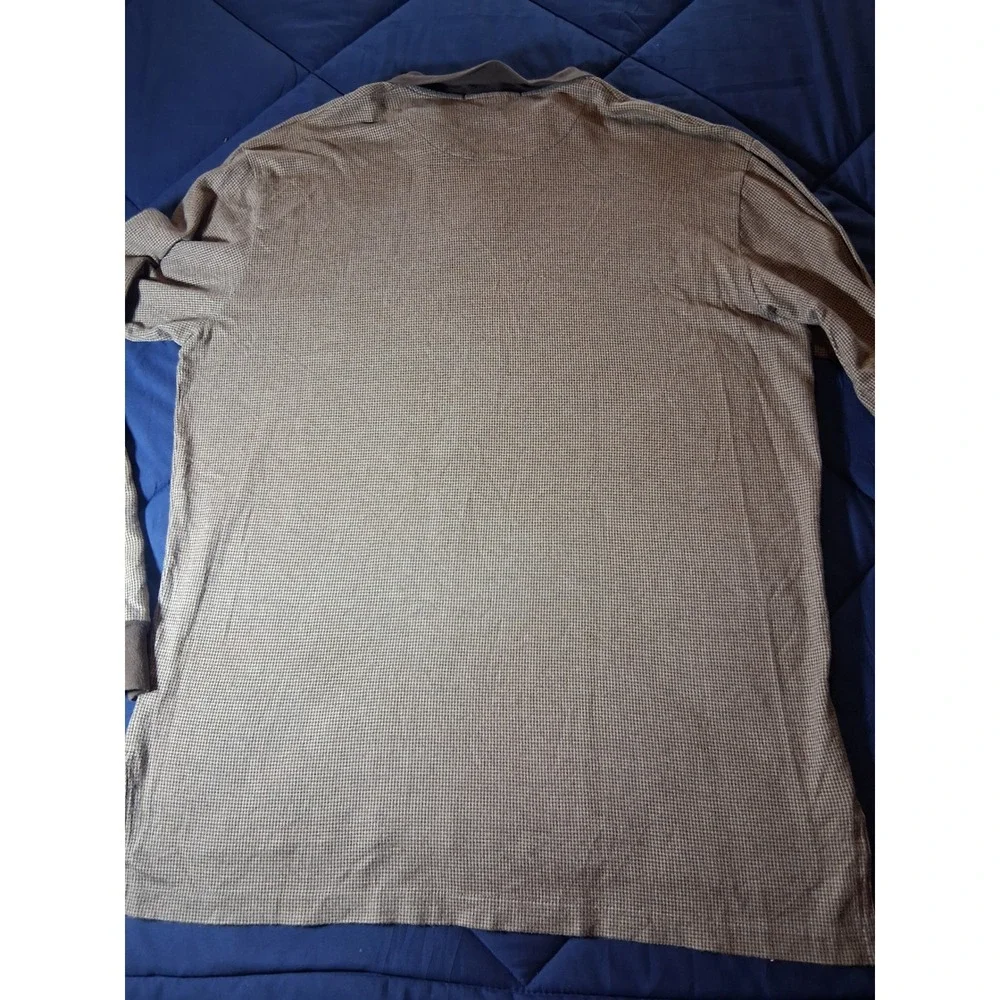 Polo Ralph Lauren Mens Large Brown Houndstooth Pima Cotton Long Sleeve Polo